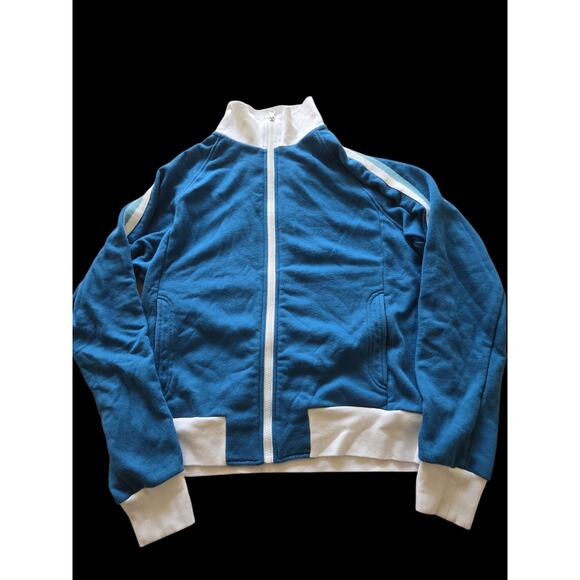 Womens Calme Retro Blue Striped Full-Zip Jacket Pockets CLEAN Size Small - Picture 3 of 14